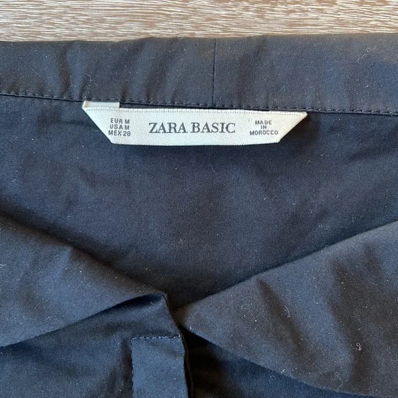 Zara Off Shoulder Button Up 3/4 Sleeve Black Shirt Size M - Picture 10 of 11